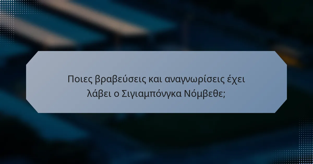 Ποιες βραβεύσεις και αναγνωρίσεις έχει λάβει ο Σιγιαμπόνγκα Νόμβεθε;