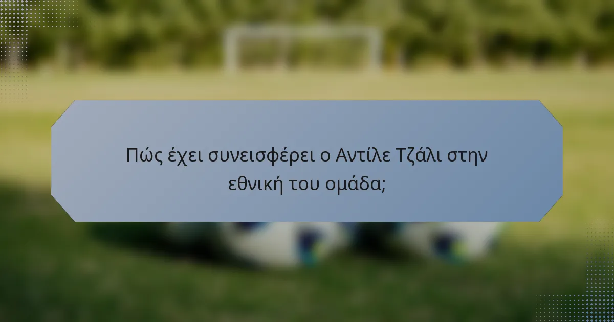 Πώς έχει συνεισφέρει ο Αντίλε Τζάλι στην εθνική του ομάδα;